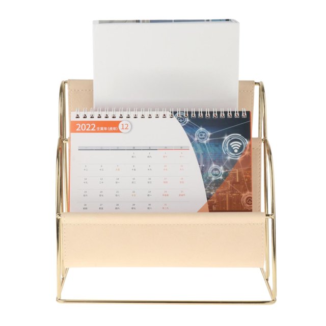 Organizador de archivos para revistas, estante de almacenamiento de Metal, estante de exhibición de cuero PU, independiente para estante, accesorios Beige Baoblaze revistero