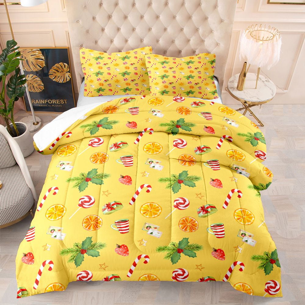 Christmas Bedding Bed Set Snowflake Santa Claus Printed Comforter Cover