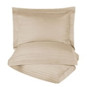 Egyptian Cotton 600 Thread Count Stripe Duvet Cover Set, Beige, Full/Queen by Superior