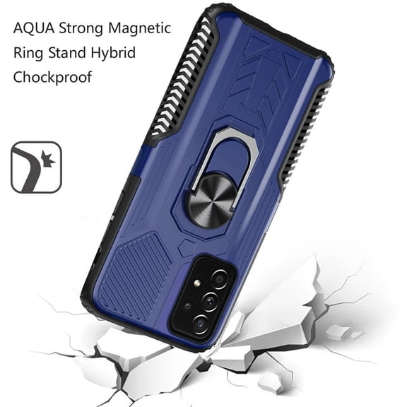 for Samsung Galaxy A52 5G Military Grade Hybrid Heavy Duty 2 in 1 Protective Hard PC and Soft Silicone with Ring Stand Holder Cover ,Xpm Phone Case [Blue]