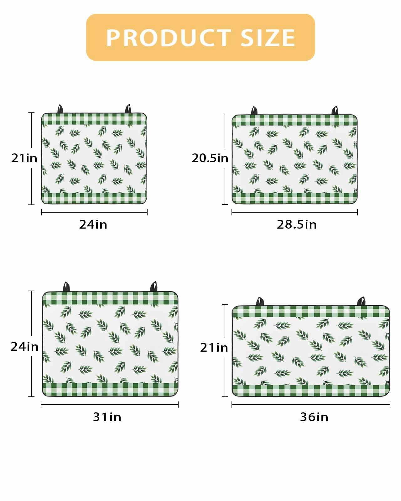 nqOlkjepod Large Induction Cooktop Protector Mat 24"x21", Botanical Leaf Stove Top Covers for Electric Stove, Green Buffalo Plaid Checkered Country Stove Burner Cover Mats, Glass Top Stove Cover