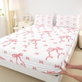thumbnail image 3 of jejeloiu Pink Bowknot Bed Sheets,Pink White King Sheets,Ribbon Bowtie Bow Sheet Set For Girls,Microfiber Bedroom Decor,4 Pieces, 3 of 7