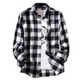 thumbnail image 2 of Inglocry Long Sleeve Shirts for Men Cotton Plaid Button Down Shirt Business Casual Work Top with Pocket Gray S, 2 of 5