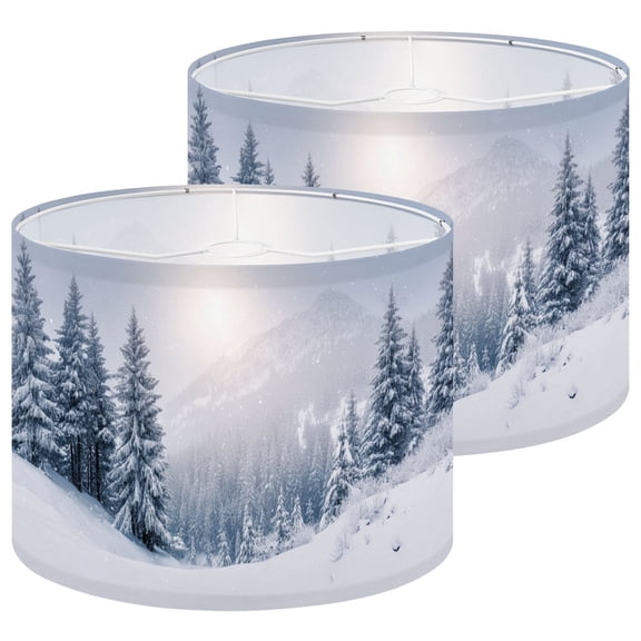 Lampshades 2 Pack Panorama foggy winter mountains 13"x13"x10" Light Shade for Table Lamps Floor Lamp Shades Lampshade Replacement Easy Assembly