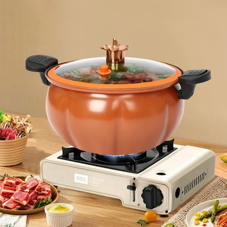 Shzicmy Multi-Cooker Pressure Pot, 8L Orange Pumpkin Style Electric Pressure Cooker, for Cooking Rice Soup Stew, Compatible with Gas Stove, Home Kitchen Use