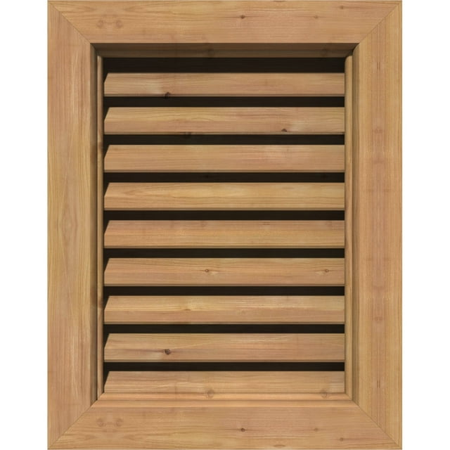 14"W x 16"H Rectangle Gable Vent (19"W x 21"H Frame Size): Unfinished, Functional, Smooth Western Red Cedar Gable Vent w/ Brick Mould Face Frame