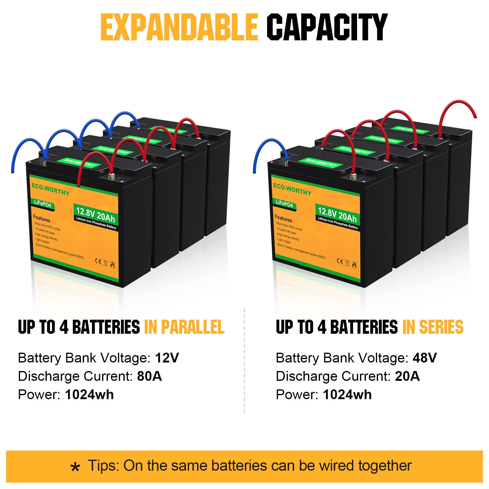 Eco-Worthy LiFePO4 12V Vehicle Battery, Top Post for RV