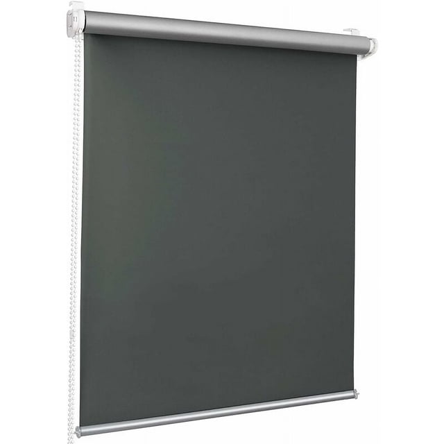 Estor enrollable de fácil instalación, duradero y de bajo mantenimiento, control de luz de primera calidad para brillo ajustable, resistente al agua y no inflamable, efecto 100 % opaco, gris oscuro,