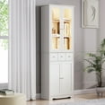 thumbnail image 2 of KOSSMAI 3-Tier Home Office Bookcase,  3 Shelves and 1 Cabinet with 2 Glass Doors, 3 Drawers and LED Lights, 2 of 5