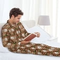 thumbnail image 6 of Fuzoiu Beautiful Owl Print Men's Long-Sleeved Pajama,Lounge Button Down Nightwear,Mens Notch Collar Pajama Set -X-Large, 6 of 7