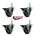 thumbnail image 2 of 3 Inch Gray Poly Wheel Swivel 7/8 Inch Square Stem Caster Set with Brake SCC, 2 of 2