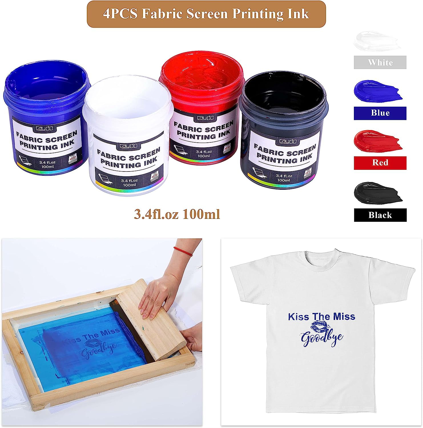 Caydo 23 Pieces Screen Printing Starter kit Include 3 Different Size of  Wood Silk Screen Printing Frame with Mesh, Screen Printing Squeegees,  Inkjet