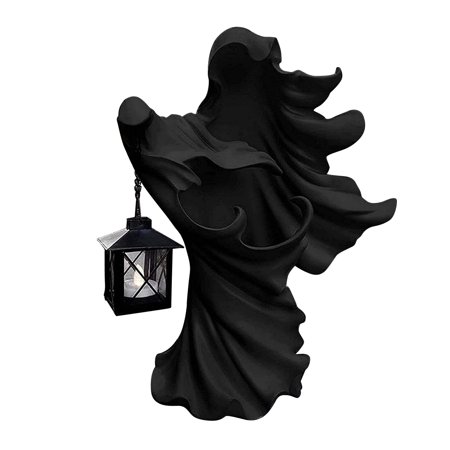 Halloween Decorative Sculpture  Resin Witch with Lantern Art Statue
