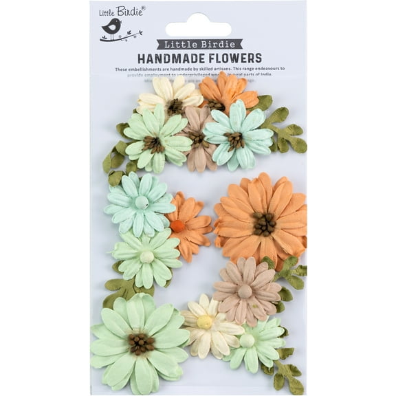 Little Birdie Fairy Garden Paper Flowers 5/Pkg-Woodland Stories
