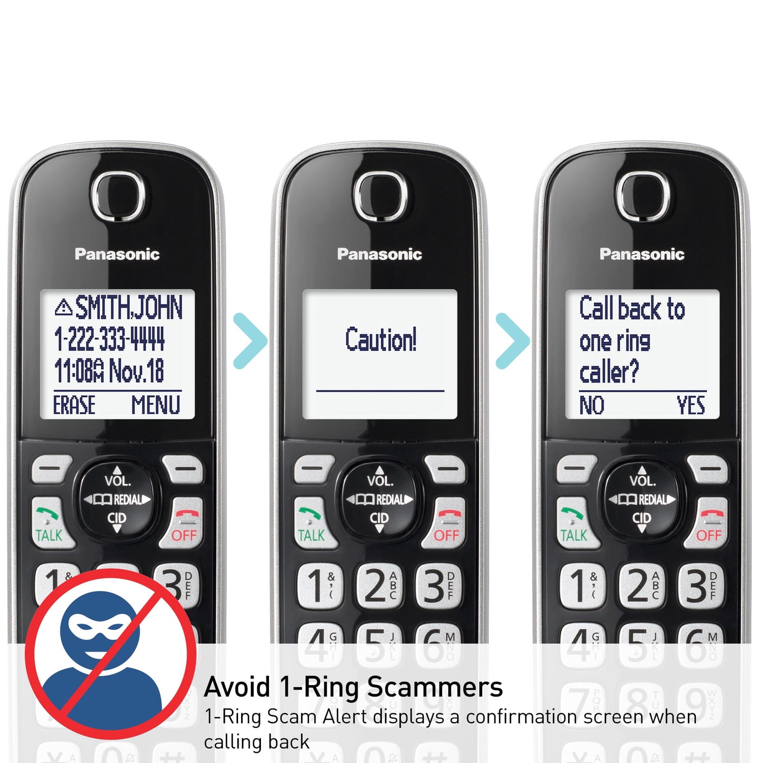 Panasonic KX-TGD86x Series Link2Cell Bluetooth Corded Cordless Phone with Answering Machine, 4-Handset, Black & Silver