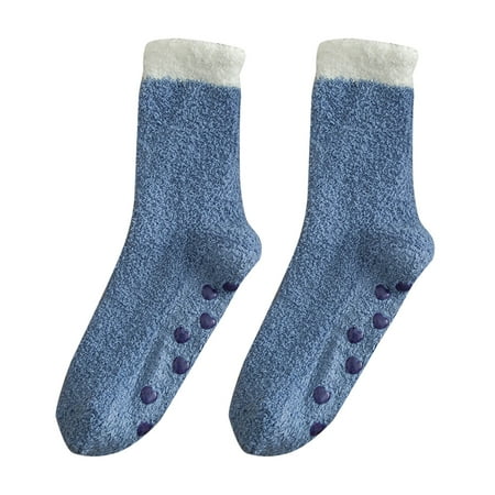 

kpoplk Christmas Socks Women Womens Winter Socks Home Tube Socks Coral Fleece Thickened Warm Floor Socks(Blue)