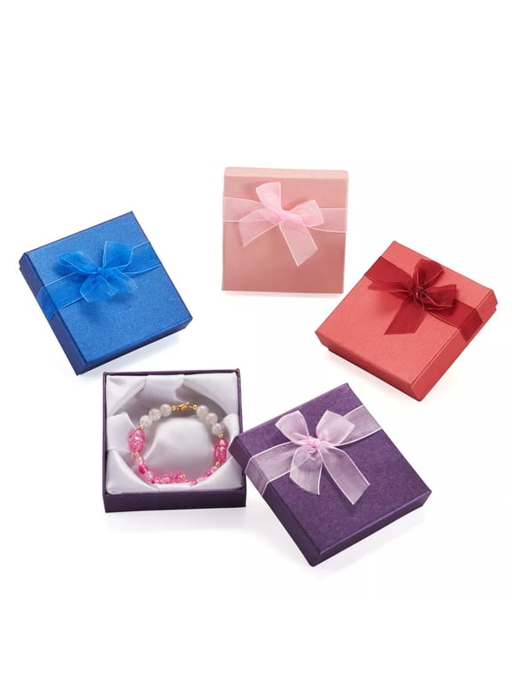 6pcs Cardboard Bracelet Boxes Bangle Jewelry Packages Square Mixed Color 9cm