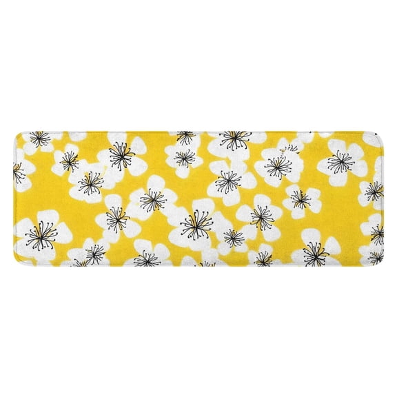 Pioneer Flower Floral Print Pattern Kitchen Rug Mat,Kitchen Runner Rugs Non Skid Washable,Decorative Kitchen Floor Mats for Kitchen,Sink,Laundry,17"x47.2"