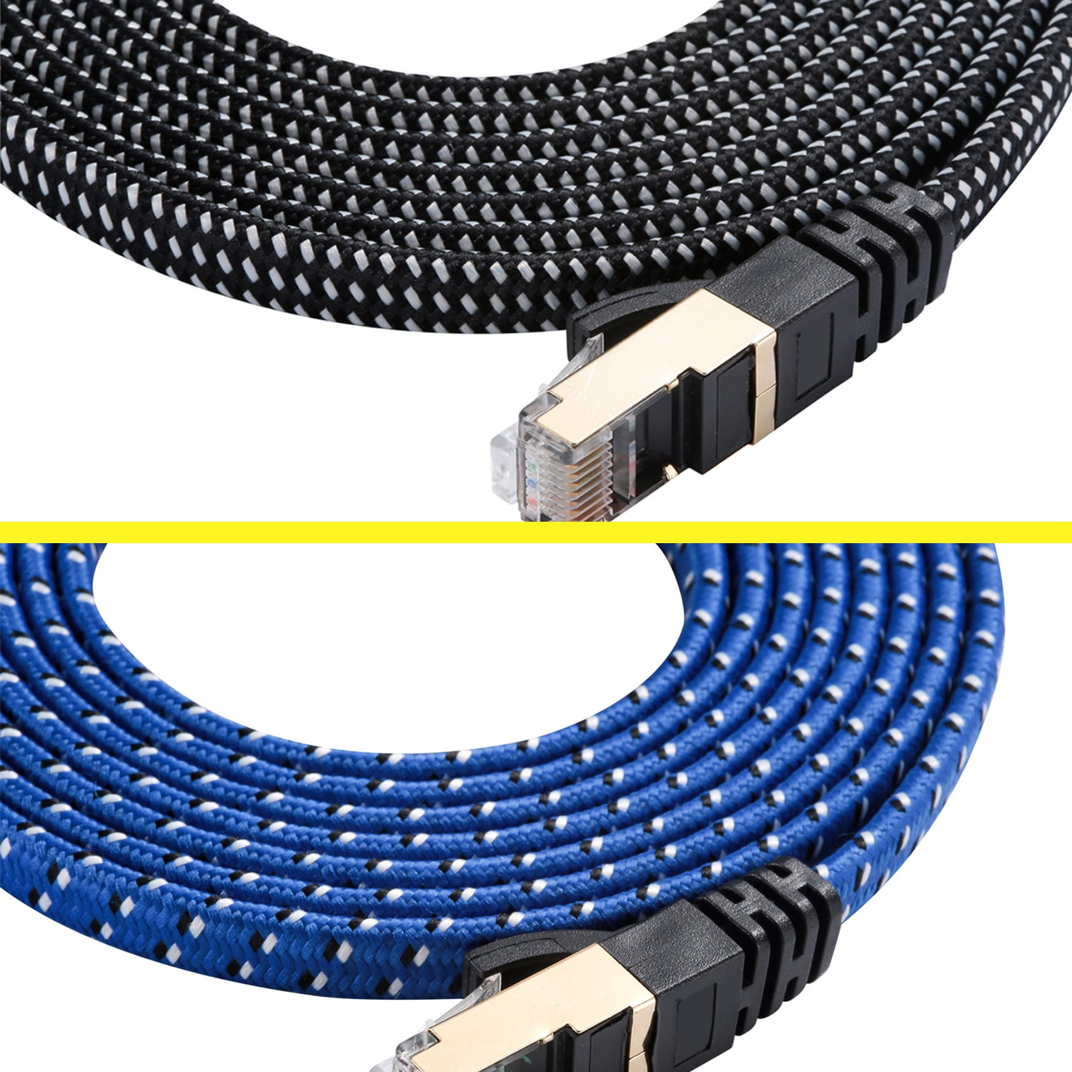 CAT8 Ethernet Cable 15m High Speed Nylon LAN Network Patch Cat8 Cable 40Gbps 2000Mhz SFTP LAN Wires RJ45 Black 15m