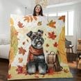 thumbnail image 2 of Welcome Fall Schnauzer Enjoys School Time Autumn Fall Leaves Quilt Blanket Miniature Schnauzer Dog Lover Cozy Comforter Throw Blanket - 02013, 2 of 5