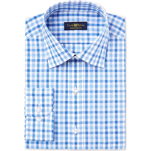 Camisa de vestir con botones resistente a las arrugas para hombre Club Room blueframedgng 17.5