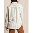 thumbnail image 2 of Toad & Co Women's Yellow Eddy Boyfriend Button Up Shirt Barley Stripe XL, 2 of 4