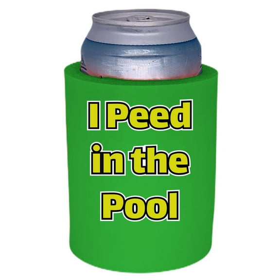 I Peed in the Pool Thick Foam Old School Can Coolie (Bright Green)