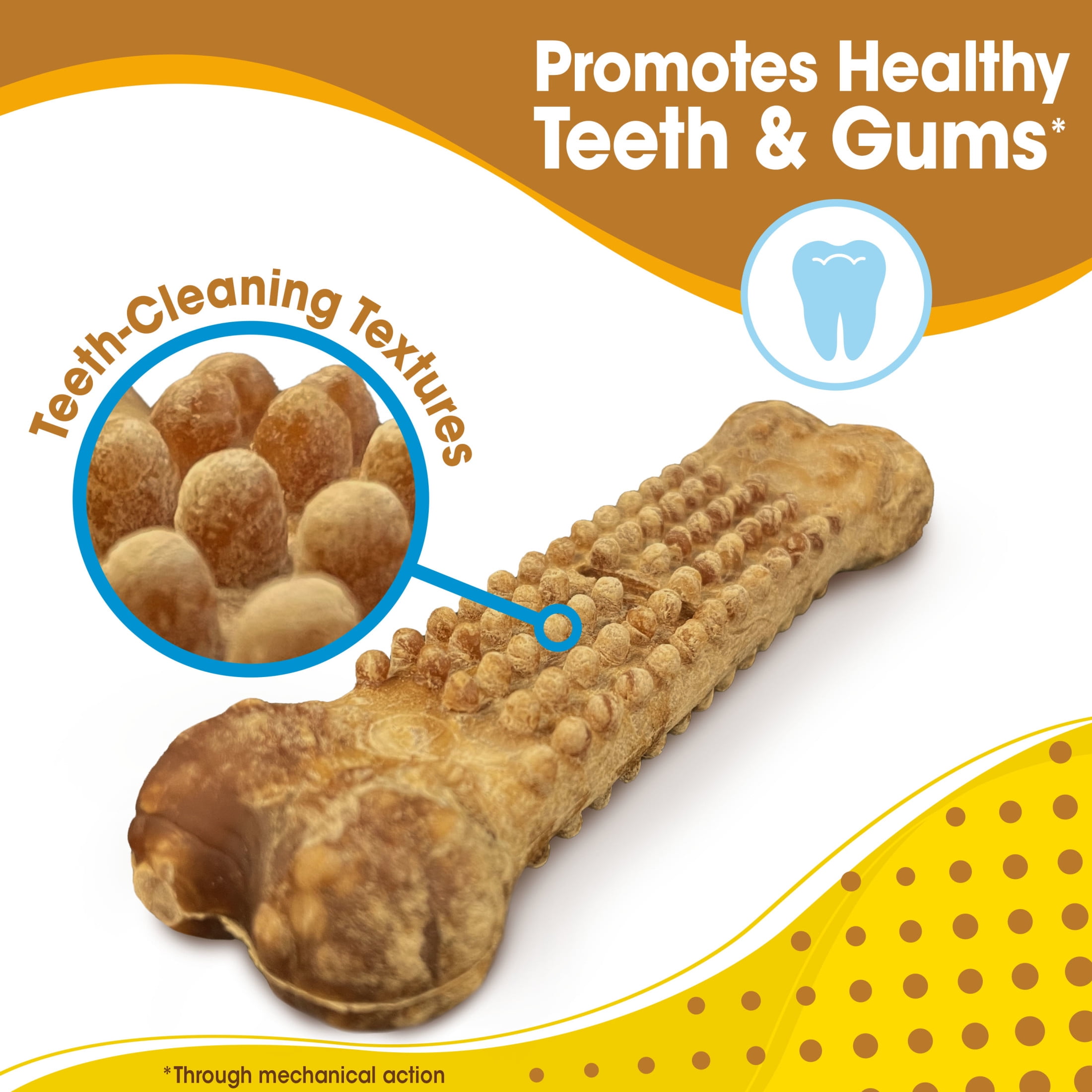 Nylabone Nubz Natural Dog Treats for Large Dogs, Peanut Butter Flavor Dog Bones, Large - 30+ lbs., 1.7 lb. Pouch, 15 Count