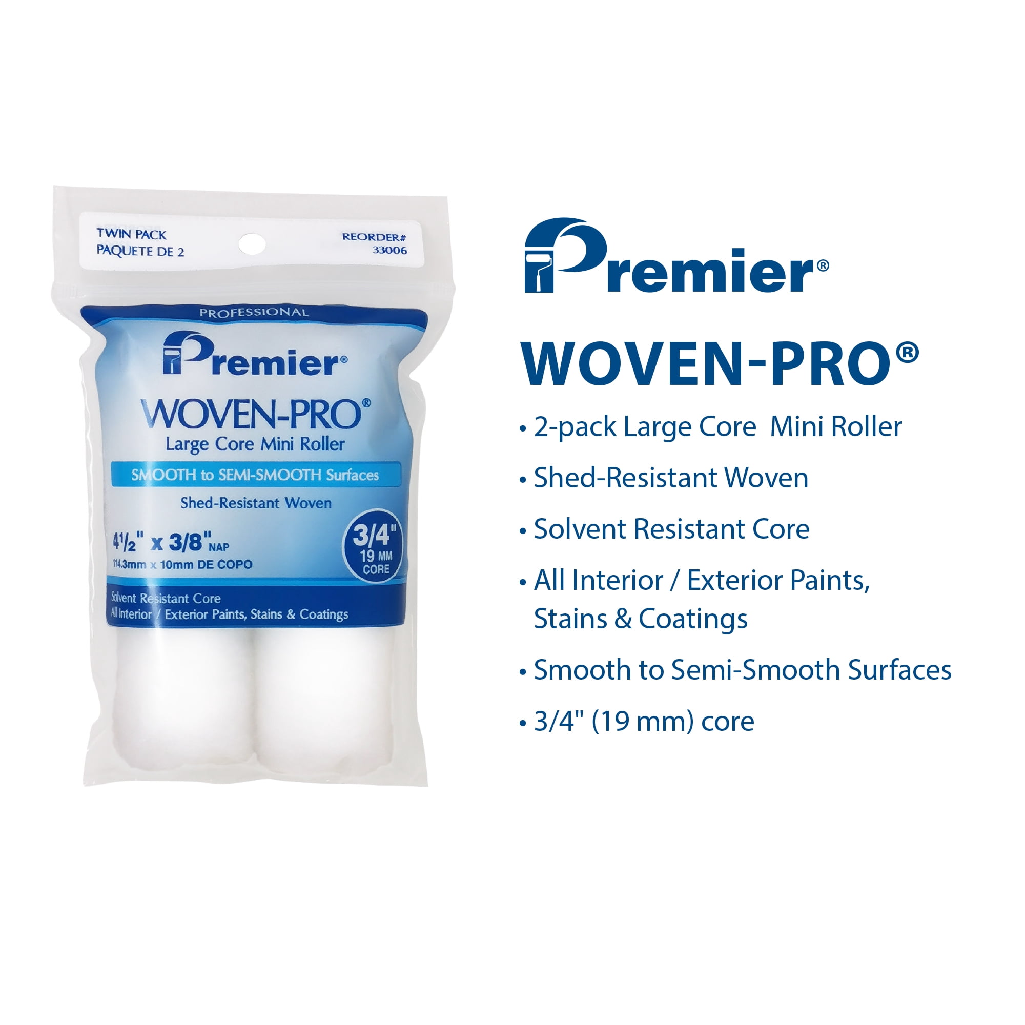 Premier Paint Jumbo Core Woven Mini Roller 4 Piece Tray Kit