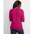thumbnail image 4 of Hanes Women's Long Sleeve Cotton V-Neck T-Shirt Sizzling Pink M, 4 of 7