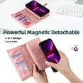 thumbnail image 3 of Compatible with iPhone 14 Pro Max Wallet Case,2 in 1 Detachable Magnetic Wallet Case with Card Holder,Zipper,Pocket Flip Cover with Wrist Strap,Card Slots for iPhone 14 Pro Max Rosegold, 3 of 14