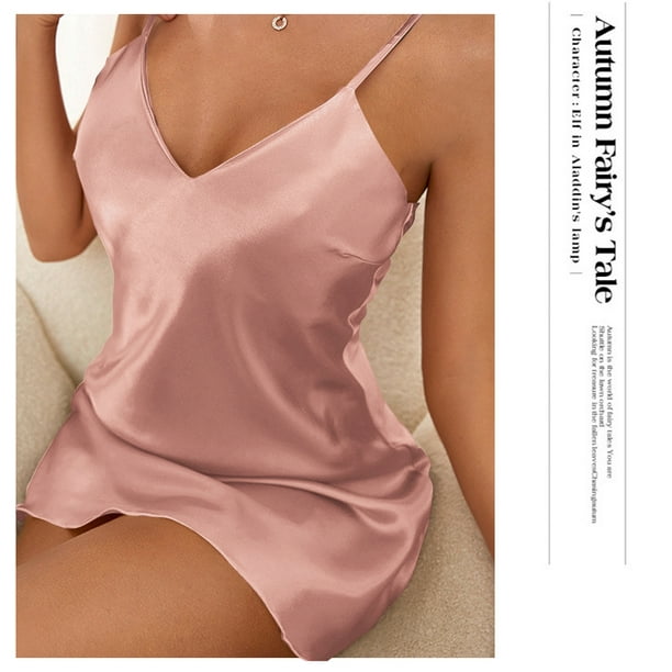 Sleepwear Lingerie Nightgown Chemise Satin Slip Silk Negligee Nightie  Bridal Babydoll for Women 