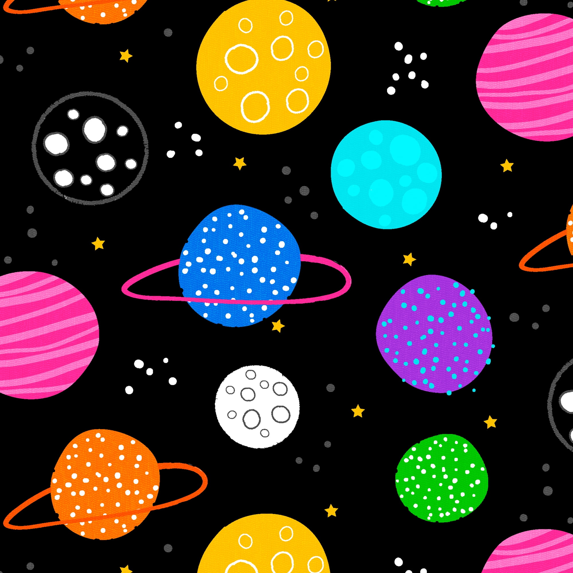 Create It 18"x21" Cotton Space Precut Sewing & Craft Fabric, Black 10 Pieces