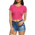 thumbnail image 2 of Womens Basic Ribbed Knit Cropped Tee, 2 of 3