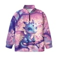 thumbnail image 4 of Uorisanigo Girls Half Zip Sweatshirt Fall Fashion Outfits Clothes Cherry Blossom Dragon Long Sleeve Pullover Crop Tops Drop Shoulder Pullover Jackets Athletic Tops for Sports and Daily Wear, 4 of 7