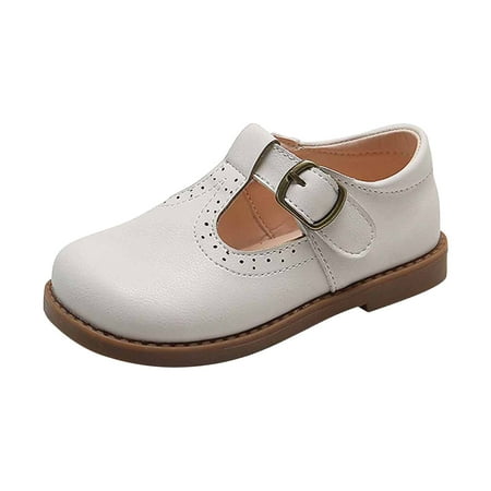 Infant Baby Girl Shoes  Toddler Girls Flats Princess Wedding Dress Shoes  Kids Closed Toe Breathable Slip-on School Uniform Party Dress Shoes White 2-3T