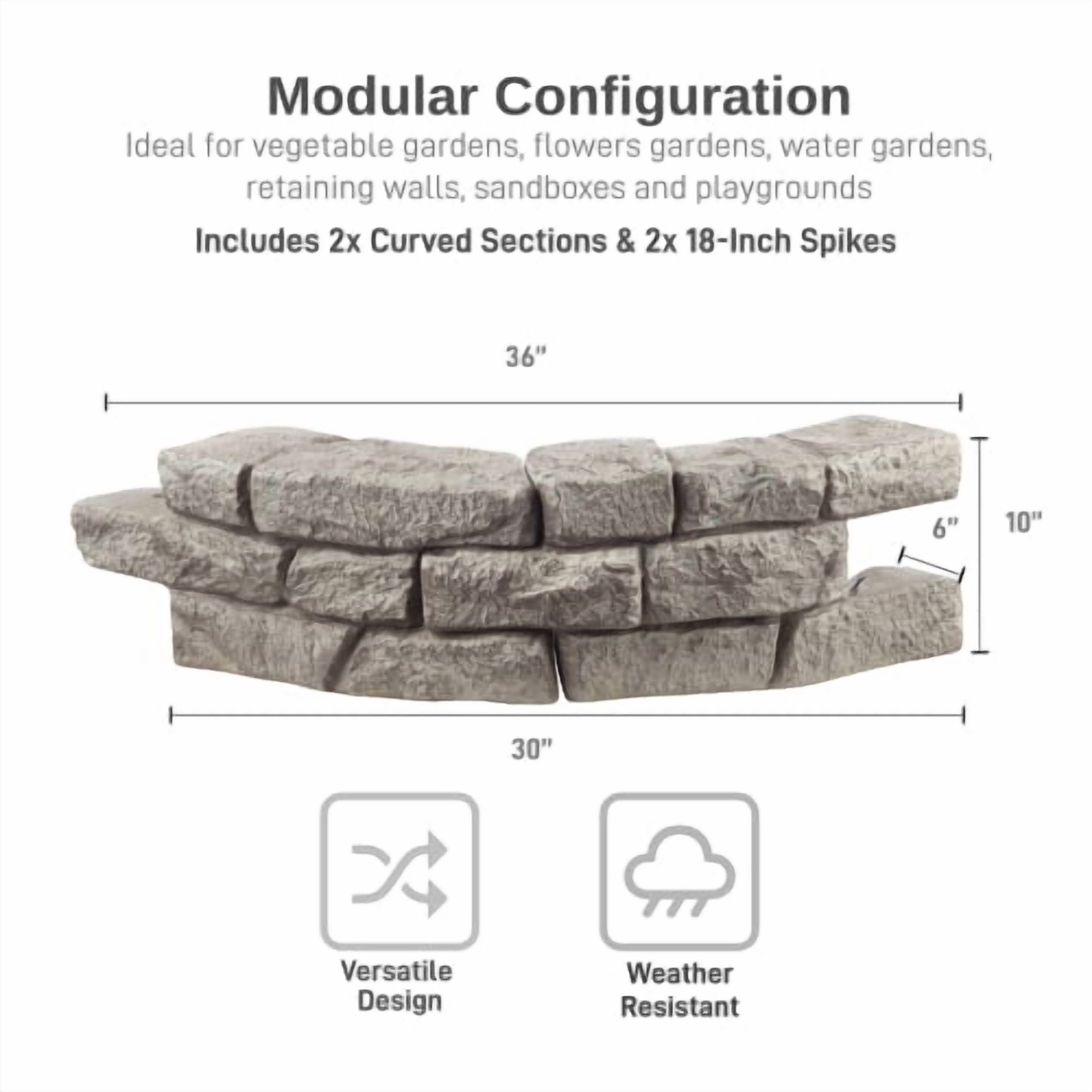 RTS Home Accents Rock Lock Raised Garden Bed Curved Rock (Pack of 2)