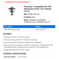 thumbnail image 2 of Thermostat - Compatible with 1998 - 2000 Toyota Corolla 1.8L 4-Cylinder 1ZZ-FE 1999, 2 of 2