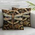 thumbnail image 3 of PRATYUS  Steampunk Style Double Sides Print Pillow Cover,Gold Gears Print Pillowcase Soft Square Cushion Case ,Dragonfly Throw Pillow Covers for Living Room Decor 24x24in, 3 of 5