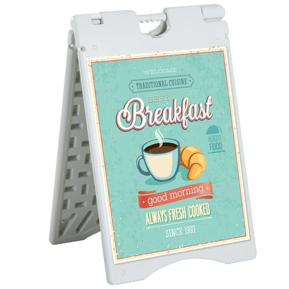 Vinsetto 22†x 28" Plastic Folding A-Frame Sandwich Board Sidewalk Sign with Weighted Tank & Weatherproof Design, White