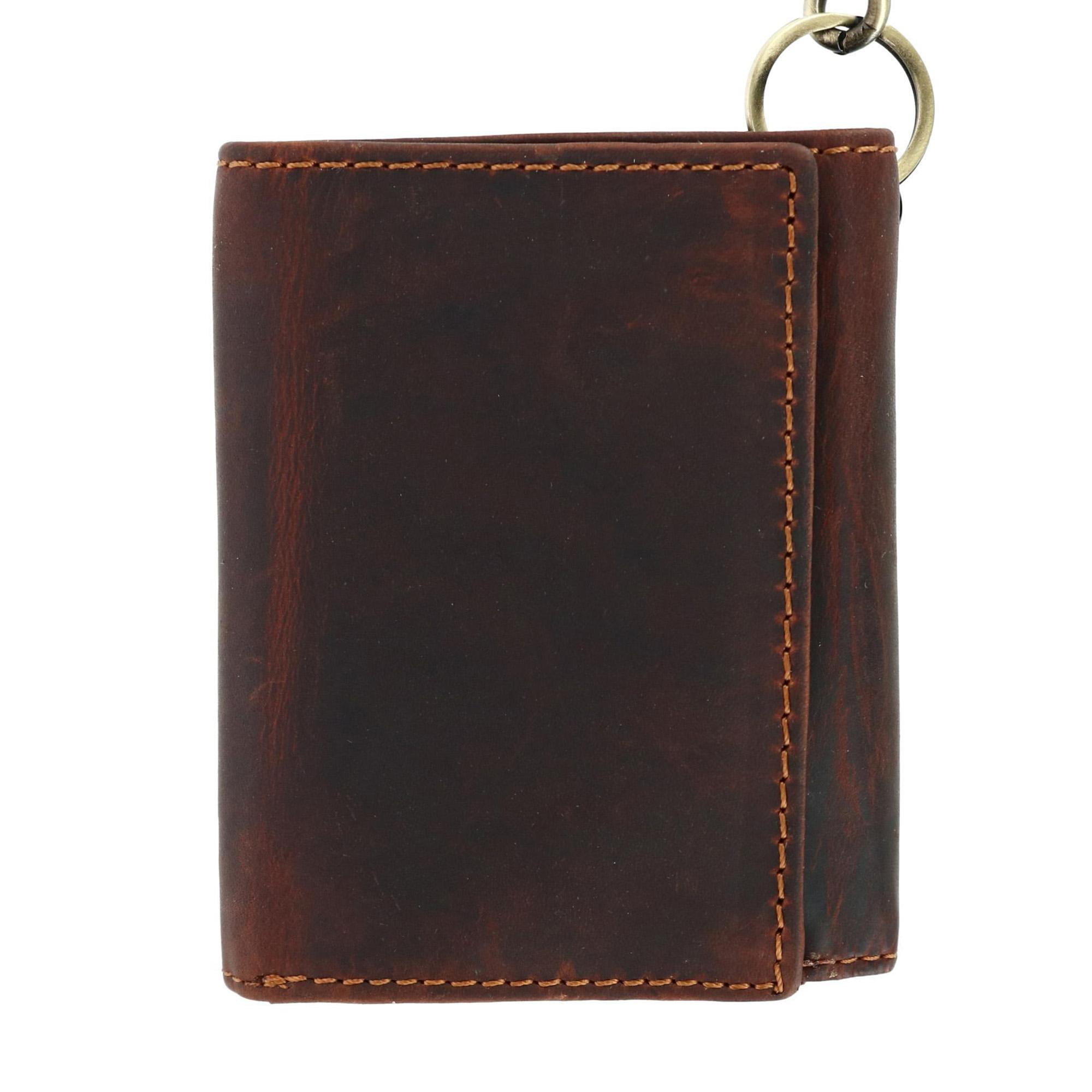 Cazoro RFID Vintage Leather Trifold Chain Wallet (Men's