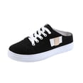 thumbnail image 2 of Women's Slip on Mules Sneakers Lace Up Canvas Shoes Fashion Trendy for Female Work Business Causal Soft Sole Flat Tennis Walking Shoes Classic, 2 of 4