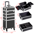 thumbnail image 3 of Yaheetech Aluminum Rolling Cosmetic Makeup Train Cases Trolley Professional Artist Organizer Box Kit, Black, 3 of 6