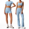 thumbnail image 2 of PISONIC Women's Yoga Outfit Workout Set High Waist Exercise Shorts Pants with Sport Crop Top Bra 2Pcs Gym Tracksuits, 2 of 10