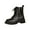 Black, variant on Womens Combat Boots Fashion Fleece Warm Ankle Booties Side Zipper Thick Heel Lace up Shoes for Fall Winter Black 6(37)