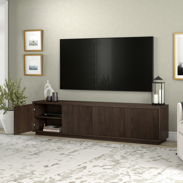 Hanson Rectangular TV Stand for TV's up to 85" in Alder Brown