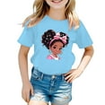 thumbnail image 2 of Girls' Short Sleeve Cartoon Painted Graphic T-Shirt, Everyday Casual Wear, Soft & Comfortable Fit Tops Blue,5-6 Years, 2 of 5