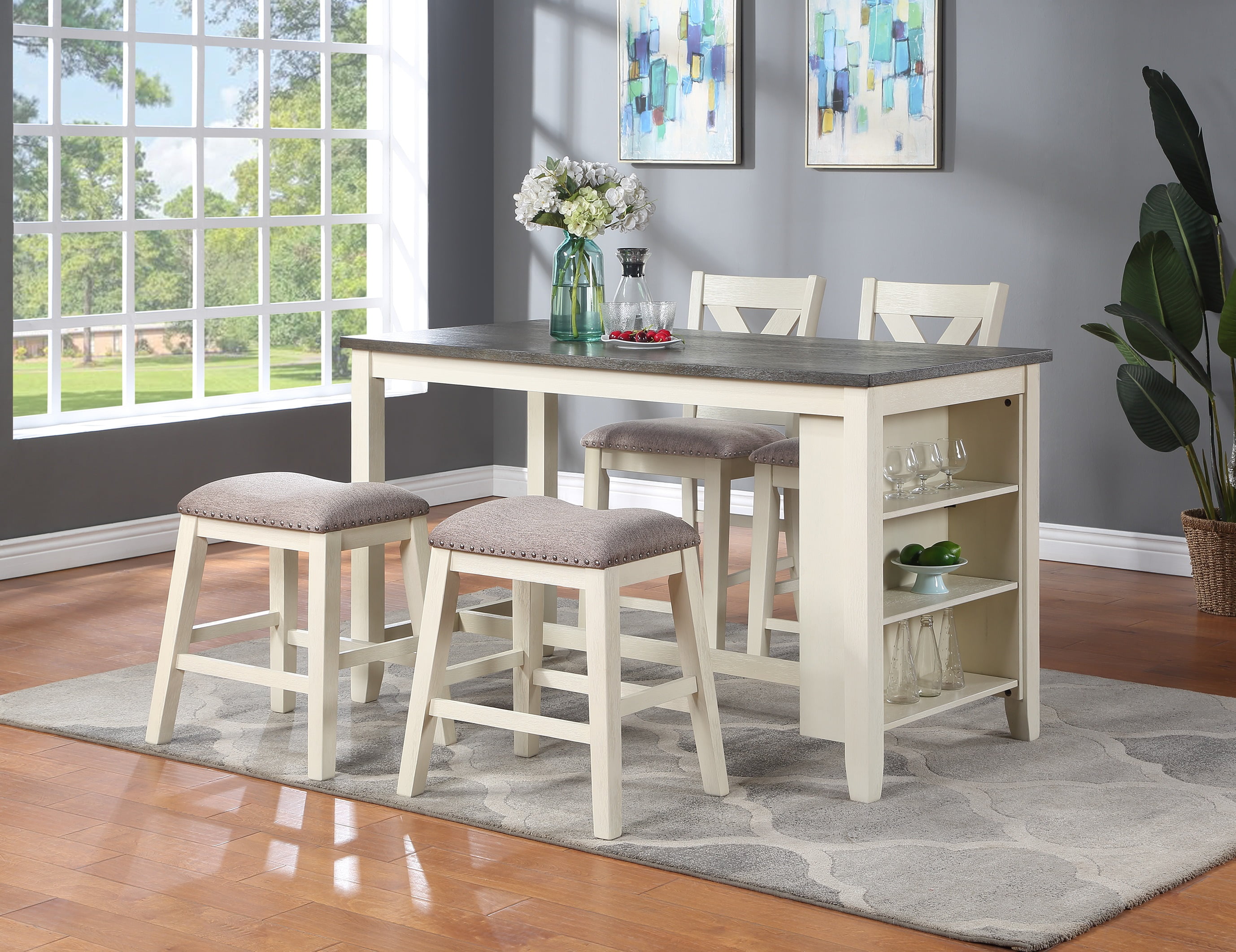 ikayaa Modern Contemporary 5pc Counter Height High Dining Table w