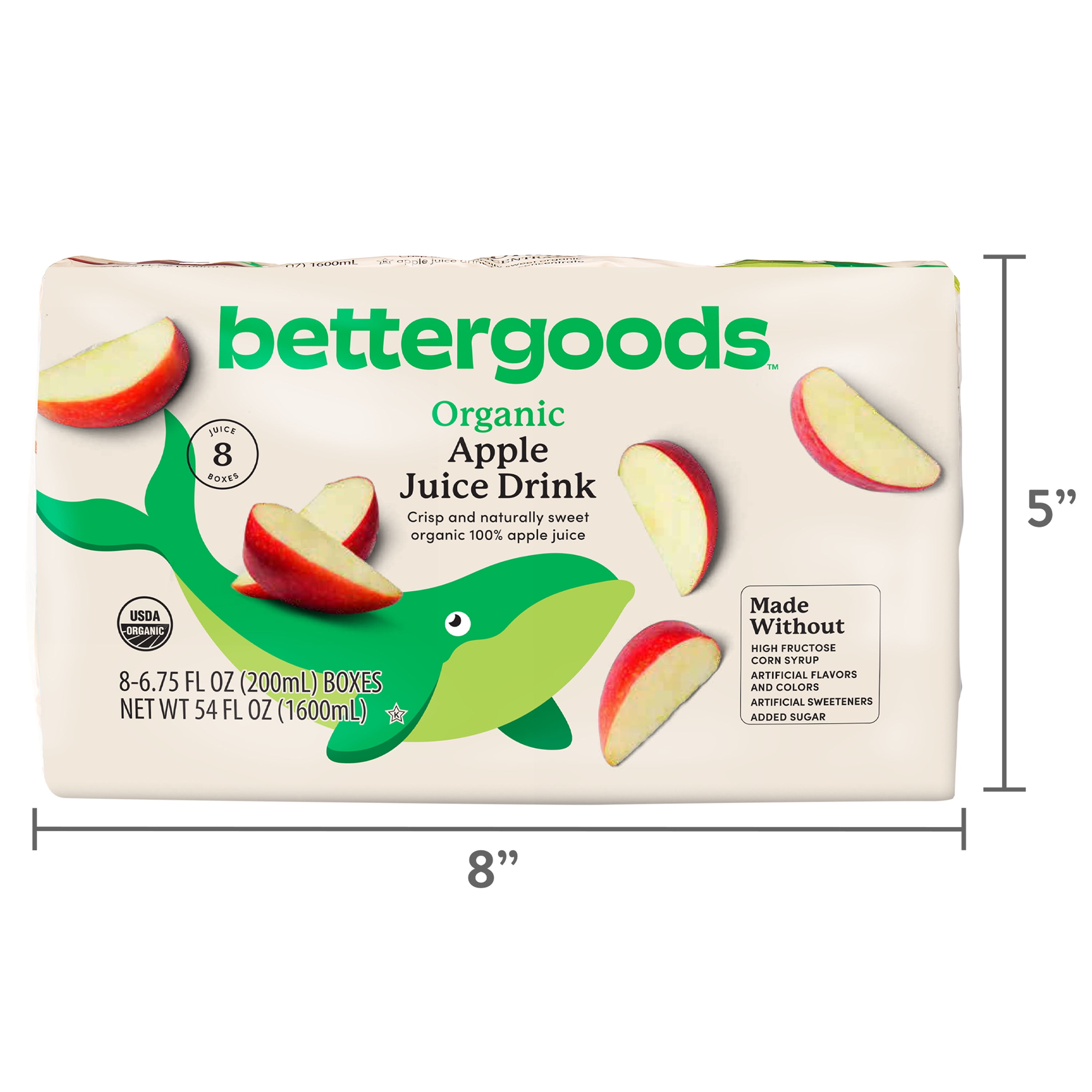 bettergoods Organic Apple Juice Drink, 6.75 fl oz, 8 Count