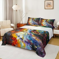 Manfei Violin Princess Twin Sheet Sets for Teens, Modern Fashion Twin Fitted Sheet, Oil Printing Artwork Flat Sheet, Microfiber Bedroom Decor, 3 Pieces